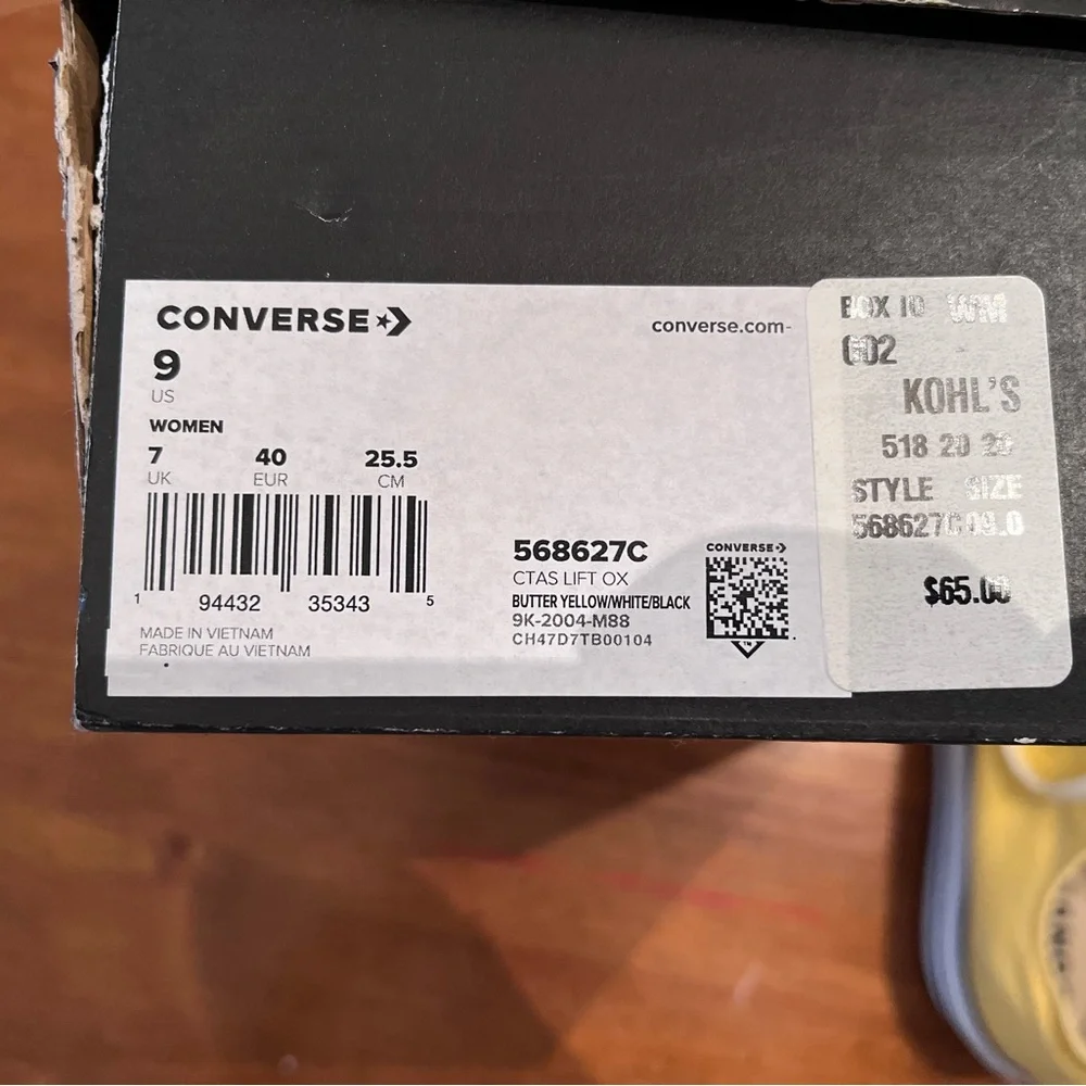 Converse Lift Ox Butter Yellow/White/Black - Size Women's 9 - Picture 2 of 12